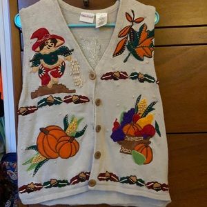 Large Vest Thanksgiving Beaded Button Down